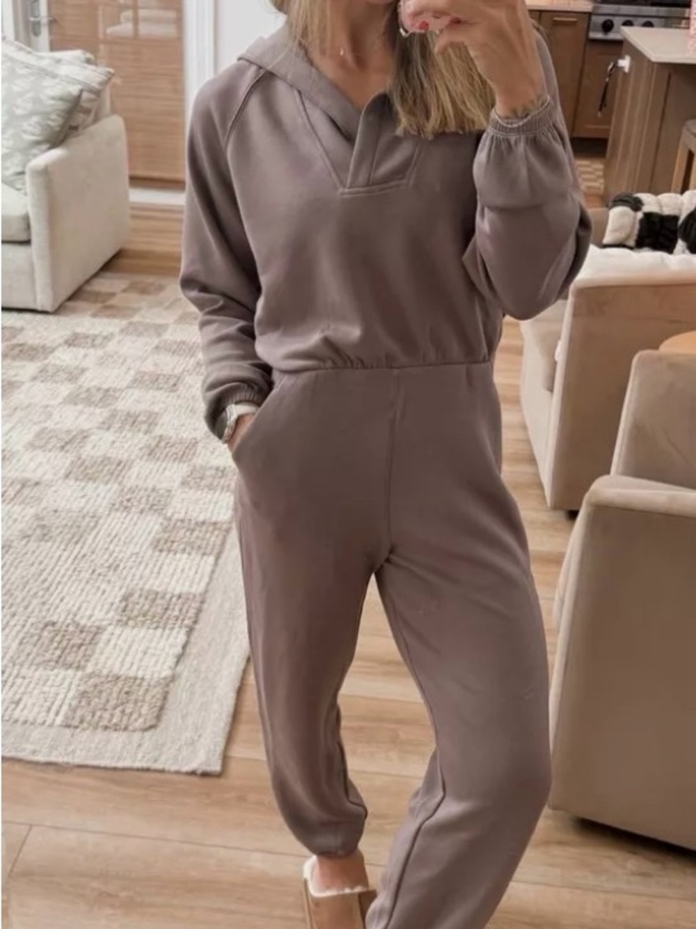 Spanx air essentials hooded Jumpsuit in Taupe, M